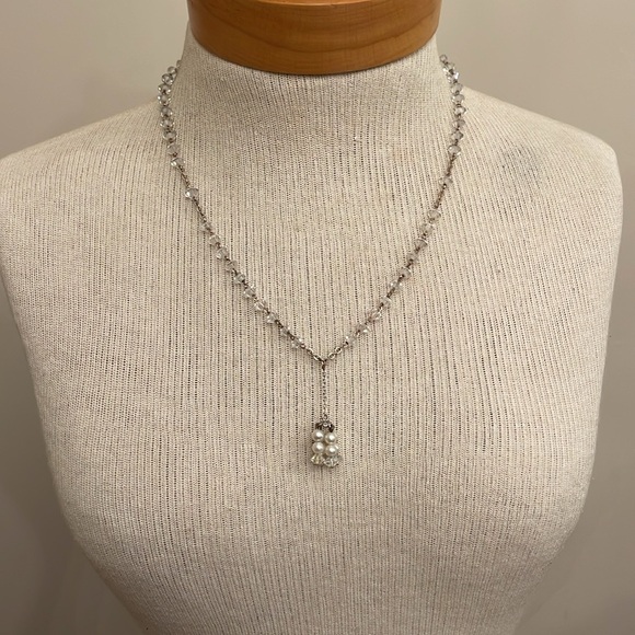 Vintage Cut Glass Crystal Y Necklace with Tassel - Picture 2 of 15